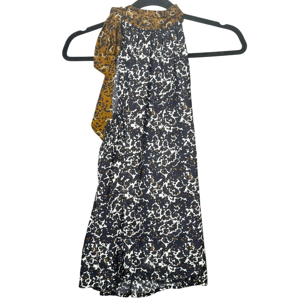 Apiece Apart Halter Top Sz 4 Blue Animal Print Halter Bow Trapeze Mid Sundress